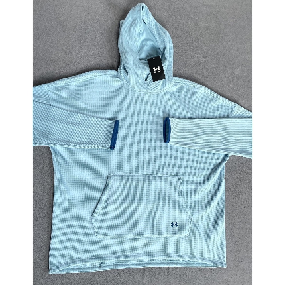 Under Armour Women Lrg Sky Blue Waffle Funnel Hoodie New!‎ Kagaroo Pockets